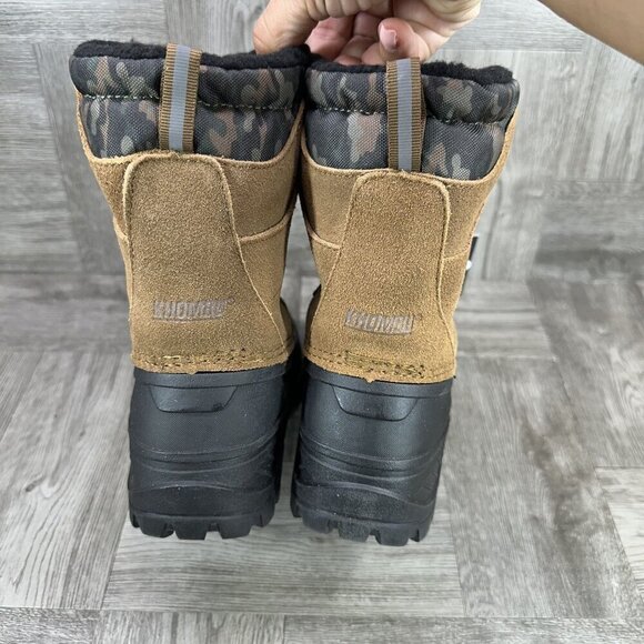 KHOMBU Kids size 2 Snowtracker Brown Black Winter Waterproof Boots - Picture 6 of 8